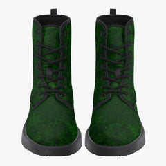 Green Gothic Ivy Lace Up Combat Boots - Dark Green Vines Combat Boots (JPREGIVY)