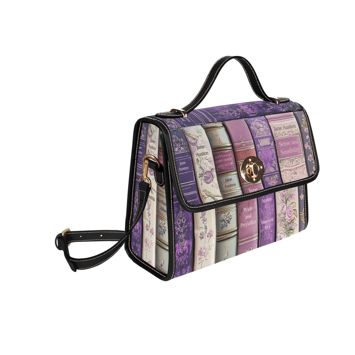 Jane Austen Satchel with Black Trim and Shoulder Strap
