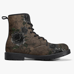 Black Rose Gothic Steampunk Combat Boots (JPREGBR1)