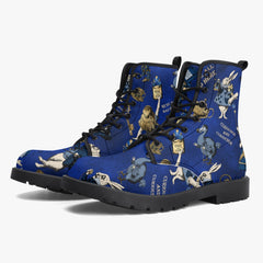 Alice in Wonderland Blue and Gold Combat Boots - Blue Alice Cosplay Boots (JPREGBG)