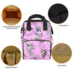 PINK ALICE in Wonderland QUOTES Diaper Bag