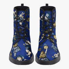 Alice in Wonderland Blue and Gold Combat Boots - Blue Alice Cosplay Boots (JPREGBG)