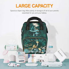 Green Alice in Wonderland Large Backpack Nappy/Diaper Bag