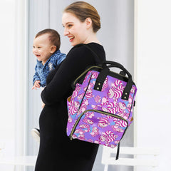 Cheshire Cat Large Backpack - Crazy Pink and Purple Alice in Wonderland Nappy Bag