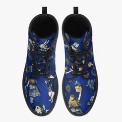 Alice in Wonderland Blue and Gold Combat Boots - Blue Alice Cosplay Boots (JPREGBG)