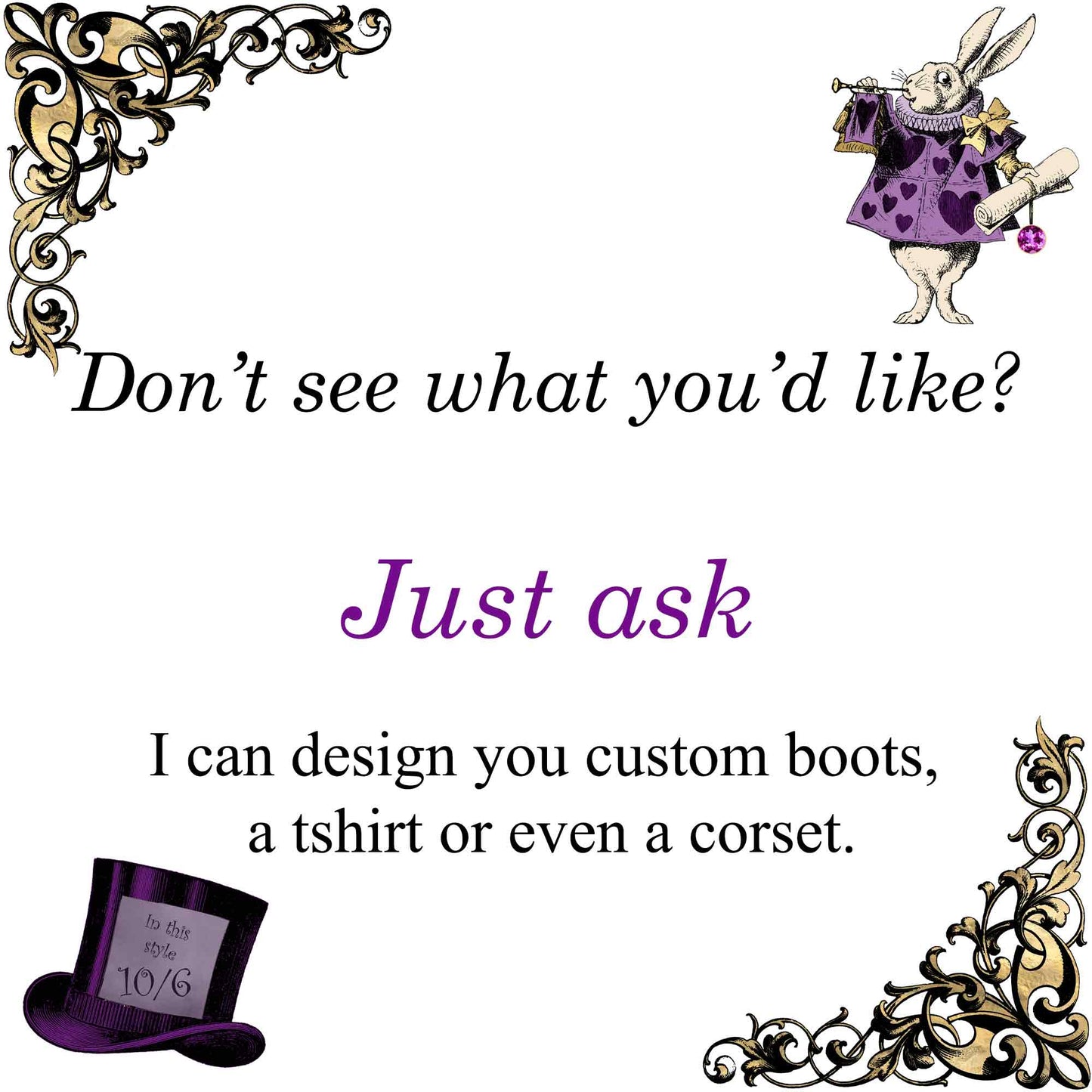 Gothic Writing Vegan Leather Combat Boots (REG47)