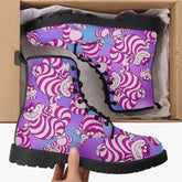 Cheshire Cat Pink and Purple Combat Boots (JPREGCC)
