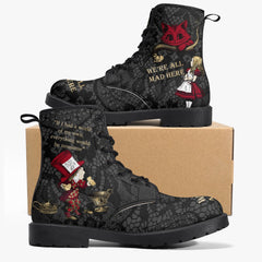 Alice in Wonderland Classics Quotes Gothic Combat Boots (JPRGQUOTE)