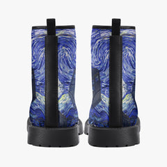 Van Gogh and the Doctor lace up Combat Boots - Starry Night Tardis Boots (JPREG34)