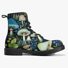 Mushroomcore Toadstool Boots - Green and Blue Mushroom Combat Boots (JPMUSHGB)