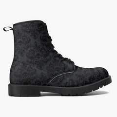 Gothic Skull Damask Print Lace Up Boots (JPREG3)