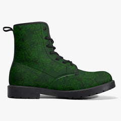 Green Gothic Ivy Lace Up Combat Boots - Dark Green Vines Combat Boots (JPREGIVY)