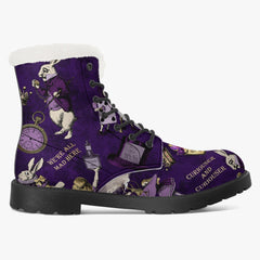 Alice in Wonderland Dark Purple Winter Faux Fur Boots (JPFPAP)
