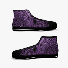 Purple Steampunk Clockwork Gears Hi Top Sneakers (JPSNSTEAM3)
