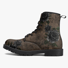 Black Rose Gothic Steampunk Combat Boots (JPREGBR1)