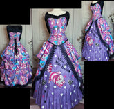 The Enchanting Cheshire Cat Corset Gown - Victorian Madness in Pink and Purple