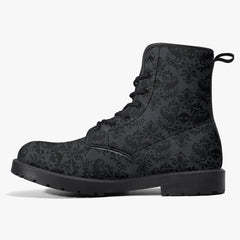 Gothic Skull Damask Print Lace Up Boots (JPREG3)