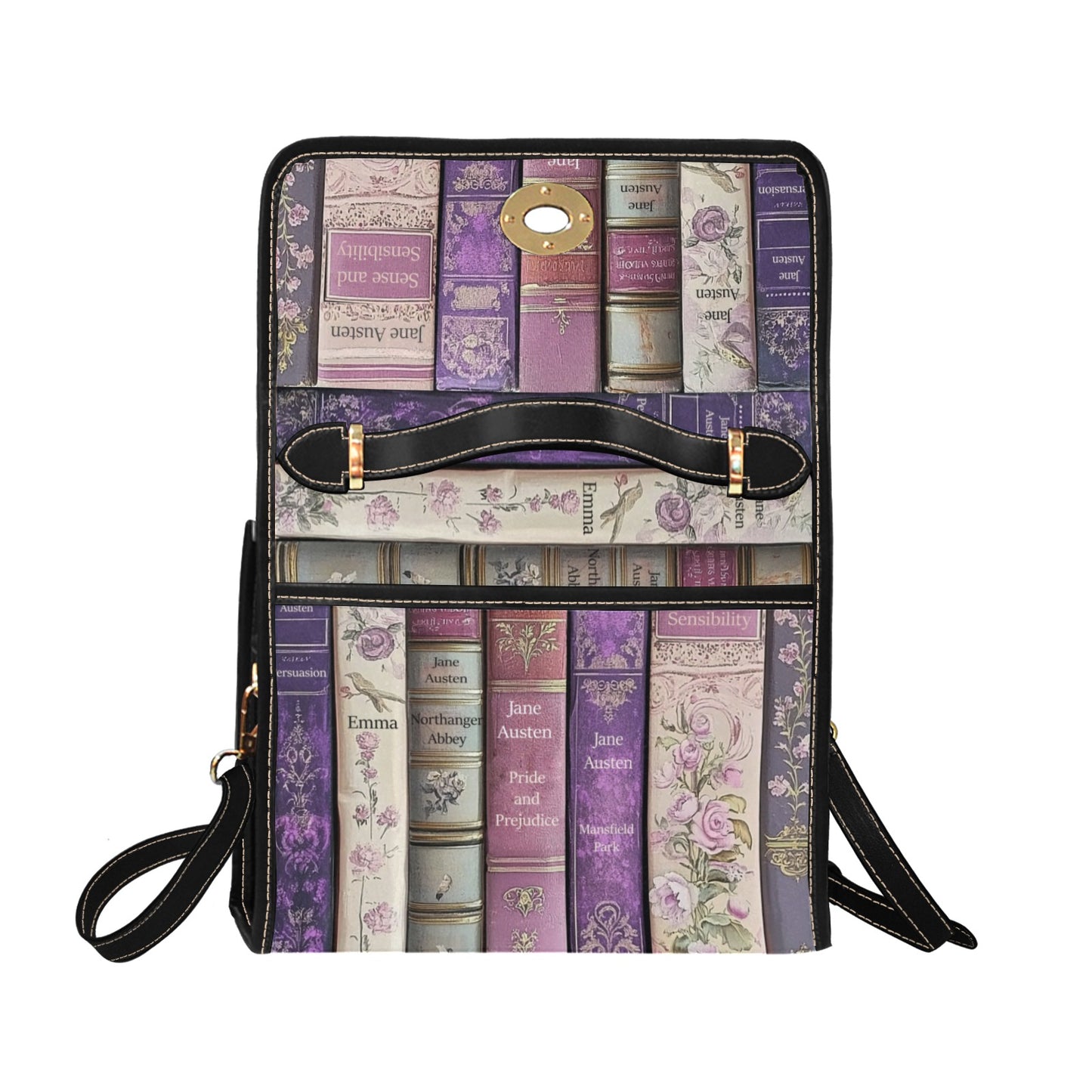 Jane Austen Satchel with Black Trim and Shoulder Strap
