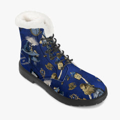 Alice in Wonderland Blue Faux Fur Winter Boots - Mad Hatter Tea Party Fun Boots (JPFBG)