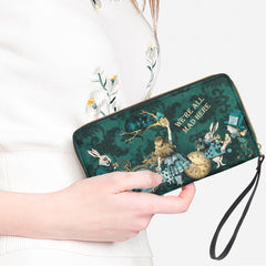 Alice in Wonderland Green Zipper Wallet - Alice Quote Purse (JPZCWG)