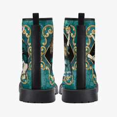 Alice In Wonderland Green and Gold Lace Up Combat Boots (JPREGAG1)