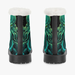 Cthulhu Victorian Horror Combat Boots - HP Lovecraft Sea Monster Green Boots (JPREGFHP)