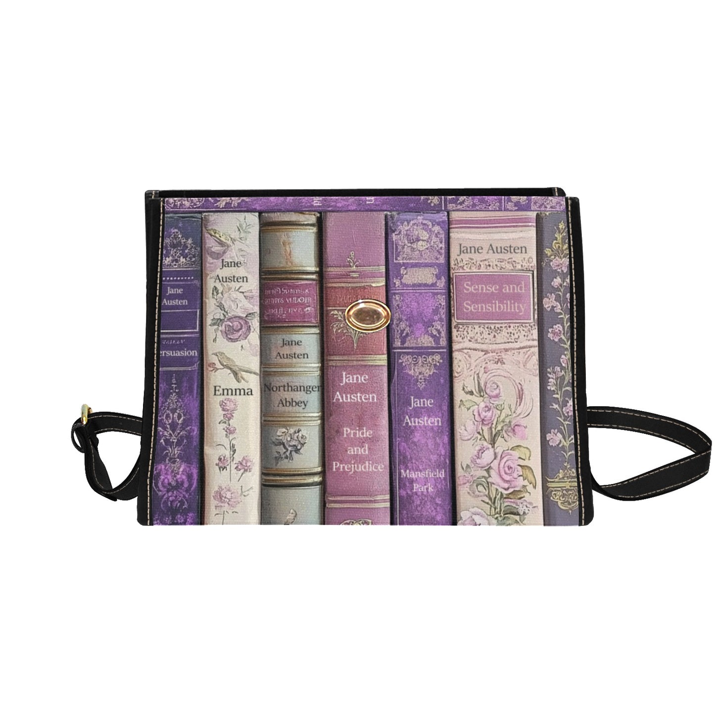 Jane Austen Satchel with Black Trim and Shoulder Strap