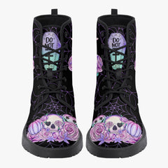 Pastel Goth kawaii Spiderweb Skull Boots (JPPASGOT4)