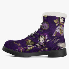 Alice in Wonderland Dark Purple Winter Faux Fur Boots (JPFPAP)