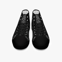 Gothic Hi Top Sneakers - Vintage writing black high top sneakers (JPSN6)