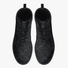 Gothic Skull Damask Print Lace Up Boots (JPREG3)