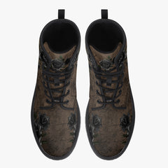 Black Rose Gothic Steampunk Combat Boots (JPREGBR1)