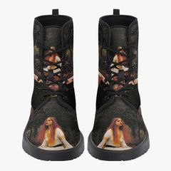 Waterhouse - Lady of Shalott Lace Up Combat Boots - Pre Raphaelite Brotherhood Unique Art Boots (JPREG91)