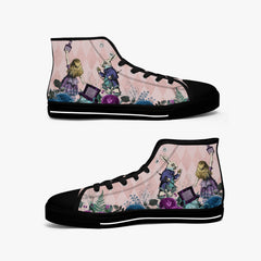Alice in Wonderland high top womens sneakers - The White Rabbit and Alice hi top sneakers (JPSN5)