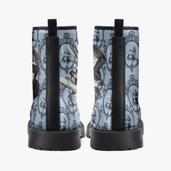 Blue Alice in Wonderland Mad Hatter Tea Party Combat Boots (JPREGMHT2)