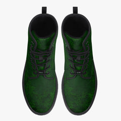 Green Gothic Ivy Lace Up Combat Boots - Dark Green Vines Combat Boots (JPREGIVY)