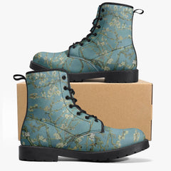 Van Gogh Almond Blossom Lace Up Combat Boots (JPREG33)