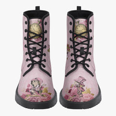 Alice in Wonderland Pink Lace Up Combat Boots - Alice White Rabbit Festival Boots (JPREG103)
