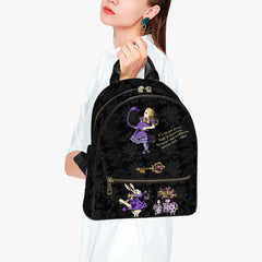 Alice in Wonderland Purple Small Backpack - Cute Alice Purple and Black Bag (JPBACKA)