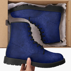 Navy Gothic Grunge Combat Boots - Dark Blue Boots (JPREGNAV)