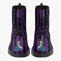 Alice in Wonderland Fun Purple Striped Combat Boots (JPREG14)