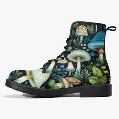 Mushroomcore Toadstool Boots - Green and Blue Mushroom Combat Boots (JPMUSHGB)
