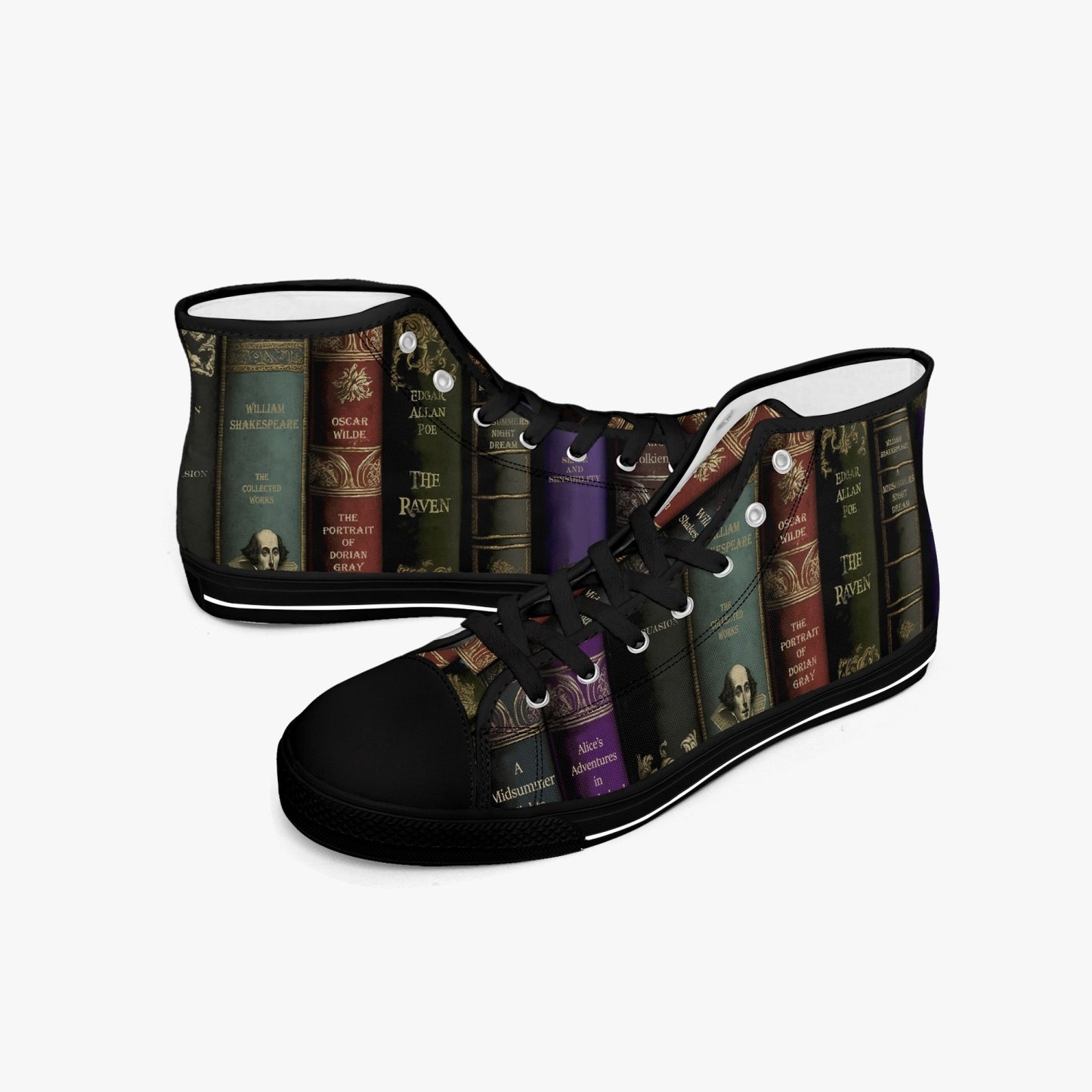 Vintage Library Books Hi Top Sneakers - Librarian Shoes - Dark Academia High Tops (JP4002)