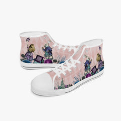 Alice in Wonderland high top womens sneakers - The White Rabbit and Alice hi top sneakers (JPSN5)