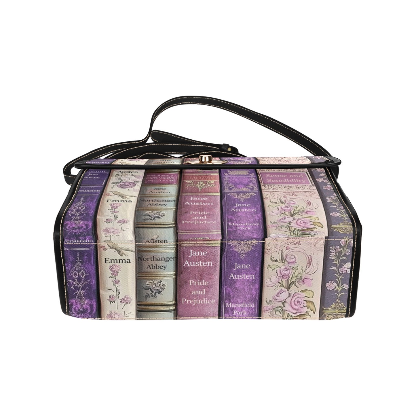 Jane Austen Satchel with Black Trim and Shoulder Strap