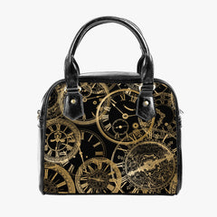 Golden Clocks Steampunk Shoulder Purse - Steampunk Handbag (JPGCBAG)