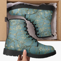 Van Gogh Almond Blossom Lace Up Combat Boots (JPREG33)