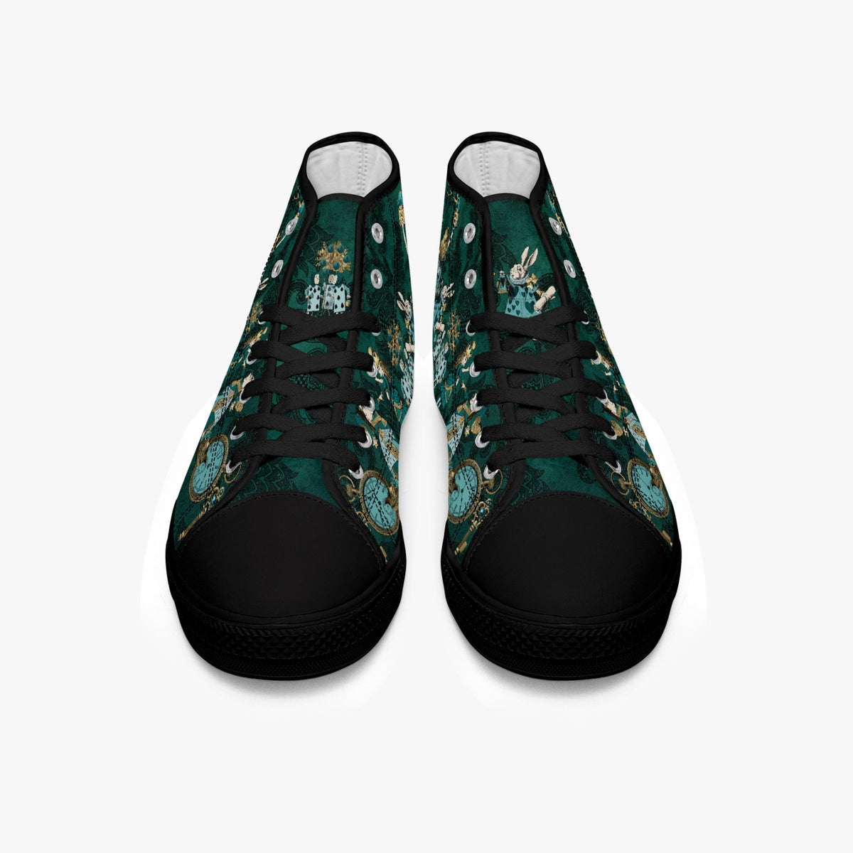 Dark Green - Alice in Wonderland high top sneakers - Queen of Hearts Shoes - (JPSNGA1)