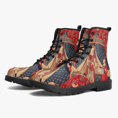 The Lady and the Unicorn Combat Boots - Mon Seul Desir Tapestry Boots for Art Lover (JPREG75)