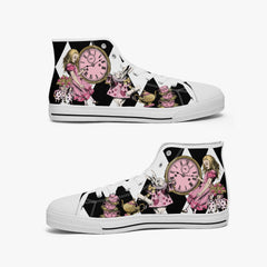 Alice in Wonderland Pink and White Mad Hatter Sneakers (JP4001)